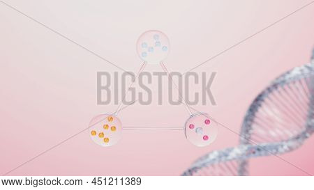 3d Render Of Simple Chemical Bond In Side Cell Or Molecules. The Associated Of Atoms, Ions, Bond And