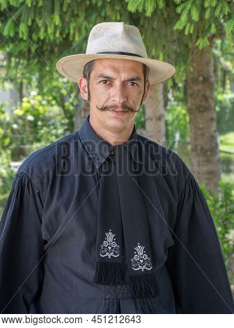 Salaj, Transylvania Region, Romania-may 13, 2018: Outdoor Portrait Of A Local Man In Transylvania Re