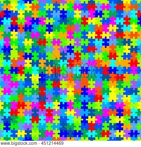 Seamless Colorful Pattern With Puzzles, Jigsaw, Childrens Pattern Background