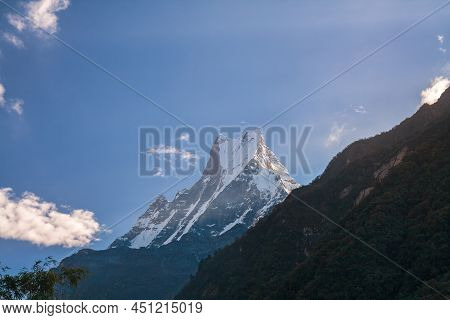 Sacred Nepalese Mount Machapuchare (fishtail) In The Himalayas