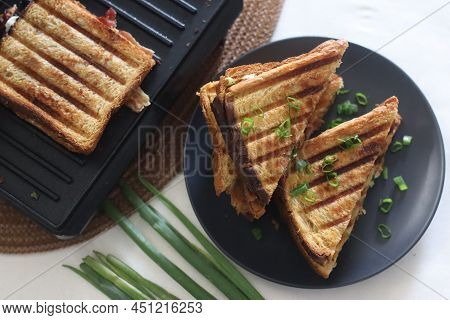 Cream Cheese Bacon Sandwiches. Grilled Sandwiches With A Spread Made Of Combination Of Cream Cheese,