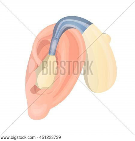 Illustration With A Human Ear And A Hearing Aid