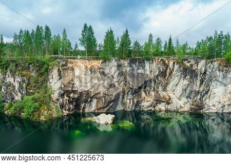 Marble Canyon In Ruskeala Nature Reserve In Republic Of Karelia, North Russia