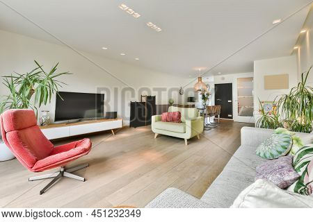 Living Room Interior With A Dining Area In A Modeern Apartment