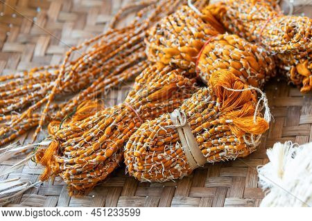 Raw Silk Extracted From Silk Cocoons That Were Produced By Silkworms.