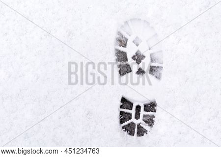 Trail Of Shoes In The Snow, Tread In The Snow. High Quality Photo