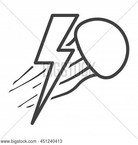 Caution Jellyfish Icon. A Simple Line Drawing Of A Marine Jellyfish And A Lightning Bolt Warning Of 