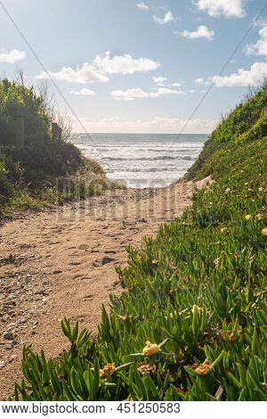 Landscape Of Sunset In Sao Pedro De Maceda Beach. Ovar, Portugal.