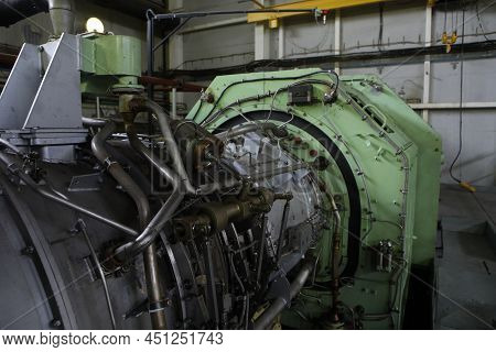 Gas Transportation System. Booster Pumping Station For Gas. Gas Filling Station And Gas Tanks. Trans