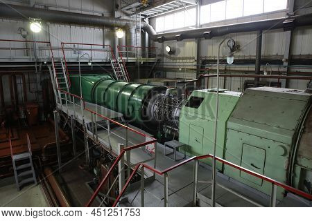 Gas Transportation System. Booster Pumping Station For Gas. Gas Filling Station And Gas Tanks. Trans