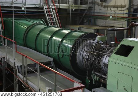 Gas Transportation System. Booster Pumping Station For Gas. Gas Filling Station And Gas Tanks. Trans