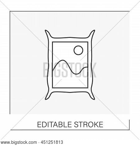 Decor Line Icon. Beautiful Painted Picture On The Wall In The Living Room. Room Decoration. Furnitur