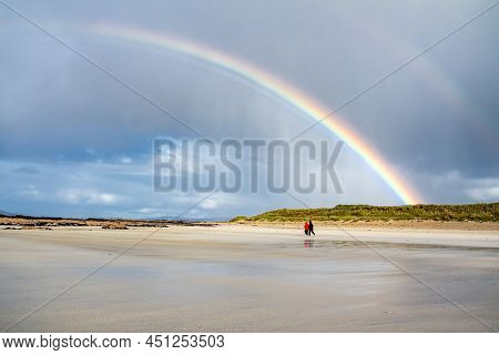 Amazing Rainbow Above Carrickfad By Portnoo At Narin Strand In County Donegal Ireland