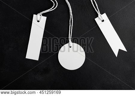 Round Tag Mockup, Rectangle Tag Mockup, Strip Tag Mockup With White Cord. Various Price Cardboard La