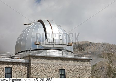 Assergi, Aq, Italy - August 20, 2020: Dome With The Telescope Of The Astronomical Observatory In The