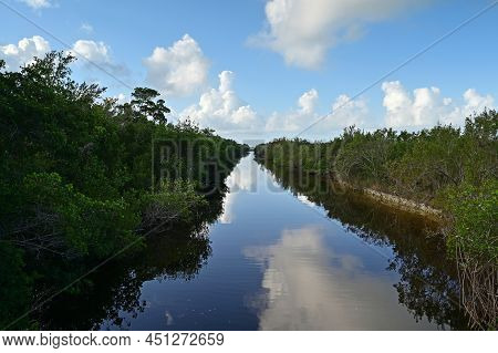 Buttonwood Canal In Everglades National Park, Florida Looking Toward Florida Bay.