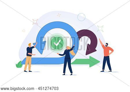Scrum Sprint Methodology As Agile Development Process Tiny Person Concept. Software Integration And 