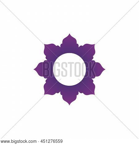 Abstract Sun Flower Purple Logo. Energy Explosion Bang Fireworks Vector Icon Logotype. Stock Vector 