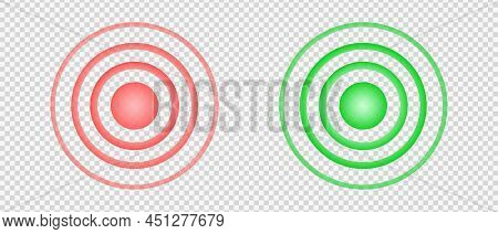 Concentric Red And Green Signs. Pain And Healing Points. Hurt And Painkilling Symbols. Round Localiz