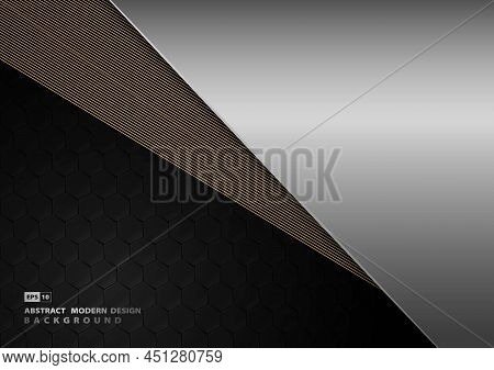 Abstract Luxury Gold And Silver Elegant Design Artwork Decorative. Overlapping Template Degital With
