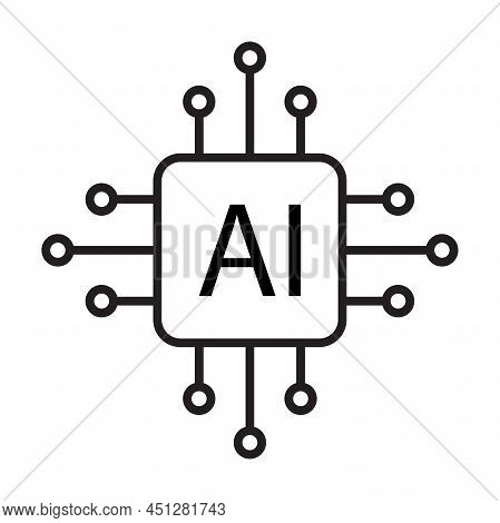 Artificial Intelligence Ai Processor Chip Vector Icon Symbol For Graphic Design, Logo, Web Site, Soc
