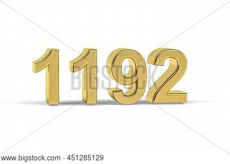 Golden 3d Number 1192 - Year 1192 Isolated On White Background - 3d Render
