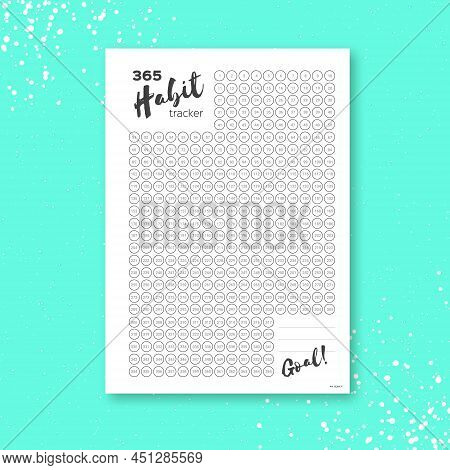 Habit Tracker. 365 Days Template Habit Diary For Year. Journal Planner. Bullet Journal. Goal List .p