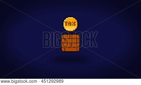 Pixel Tax Coin From Gaming Block Background - High Res 4K Wallpaper