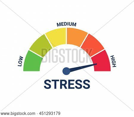 Stress Scale Test With High Level Tension, Risk For Health. Stress Regulation, Safe Health. Arrow On
