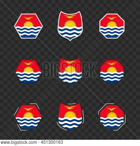 National Symbols Of Kiribati On A Dark Transparent Background, Vector Flags Of Kiribati. Vector Illu