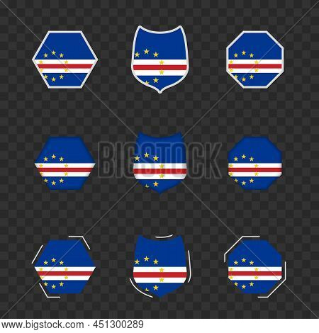 National Symbols Of Cape Verde On A Dark Transparent Background, Vector Flags Of Cape Verde. Vector 