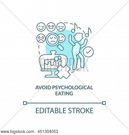 Avoid Psychological Eating Turquoise Concept Icon. Maintaining Weight After Diet Abstract Idea Thin 