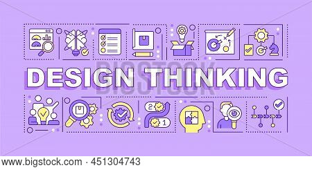 Design Thinking Word Concepts Purple Banner. Creating Products. Infographics With Icons On Color Bac
