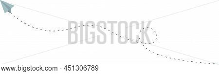 Paper Plane Path Icon.loop Route. The Flight Path Is Indicated By A Dotted Line. Vector Illustration