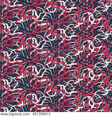 Wild Meadow Flower Weave Seamless Vector Pattern Background. Modern Floral Line Art Textural Backdro