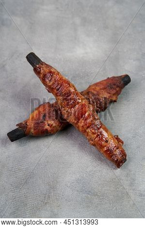 Luleh Kebab ,traditional East Dish On Gray Background