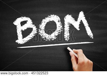 Bom Bill Of Materials - Extensive List Of Raw Materials, Components, And Instructions Required To Co