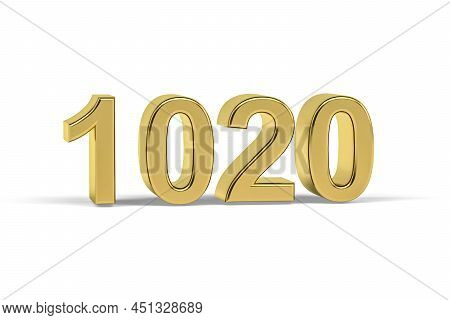 Golden 3d Number 1020 - Year 1020 Isolated On White Background - 3d Render