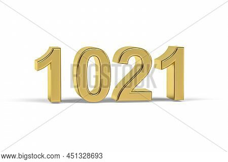 Golden 3d Number 1021 - Year 1021 Isolated On White Background - 3d Render