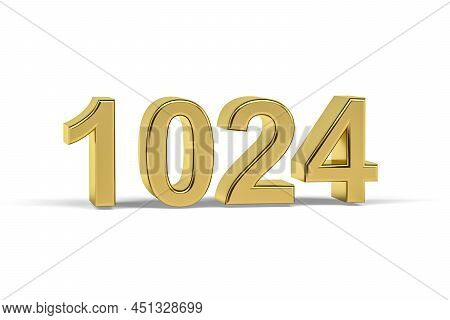 Golden 3d Number 1024 - Year 1024 Isolated On White Background - 3d Render