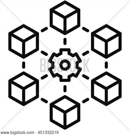 Blockhain Network Icon, Blockchain Technology Related Vector Illustration
