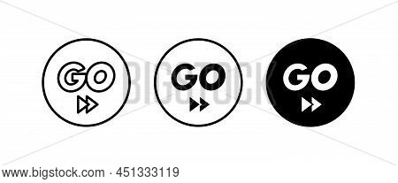Word Go With Arrow Icon. Vector Lettering On White Background. Motivation Monogram, Initial Letter G