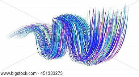 Colorful Flow Brushstroke. Wabe Sea Isolated Line.. Realistic Volume Brush Stroke. Liquid Paint Ink 