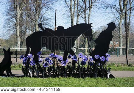Grantham, England- March 10, 2022. New 'war Horse' Memorial In Grantham's Wyndham Park. Ww1 Soldier 