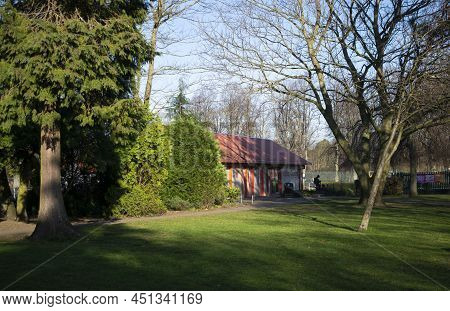 Grantham, England- March 10, 2022. Visitor Centre In Wyndham Park.