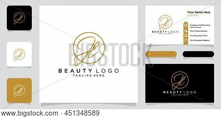 Jl Initial Handwriting Logo Vector With Business Card Design