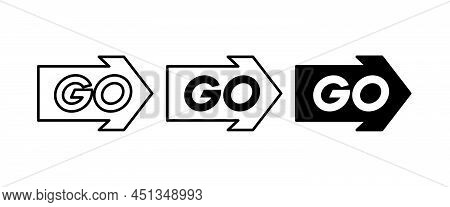 Word Go With Arrow Icon. Vector Lettering On White Background. Motivation Monogram, Initial Letter G