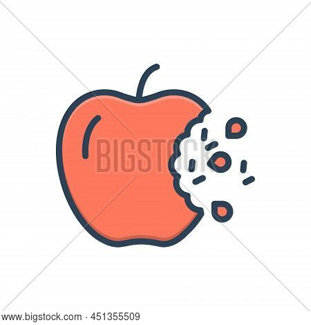 Color Illustration Icon For Bite Kerf Delicious Fruit Healthy Juicy Eat