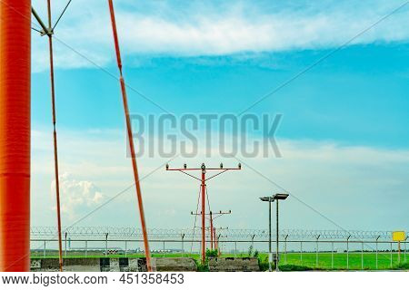 Approach Light At The Airport. Approach Light System Concept. Airport Runway Approach Lights. Als Of