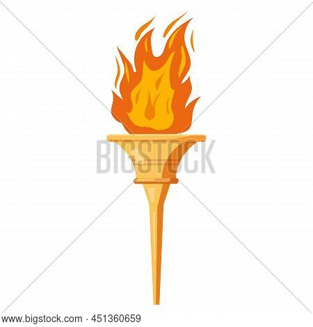 Torch With Flame Cup, Symbol Sport Games. Icon Vector